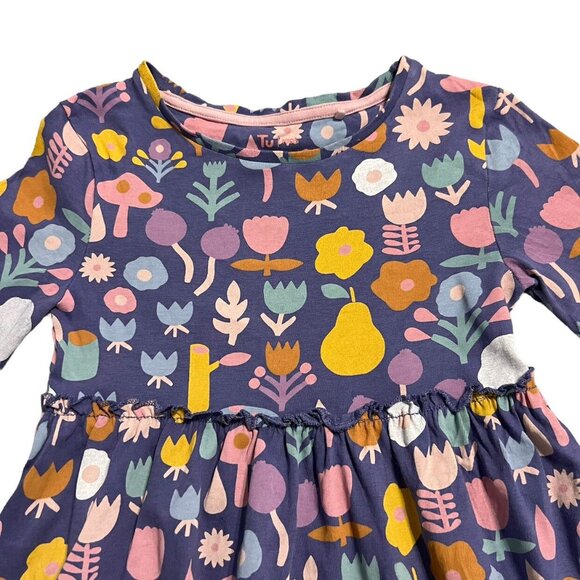 TU Sz 6-7Y Lavender Dress Flowers Fruit & Mushrooms - Picture 3 of 5
